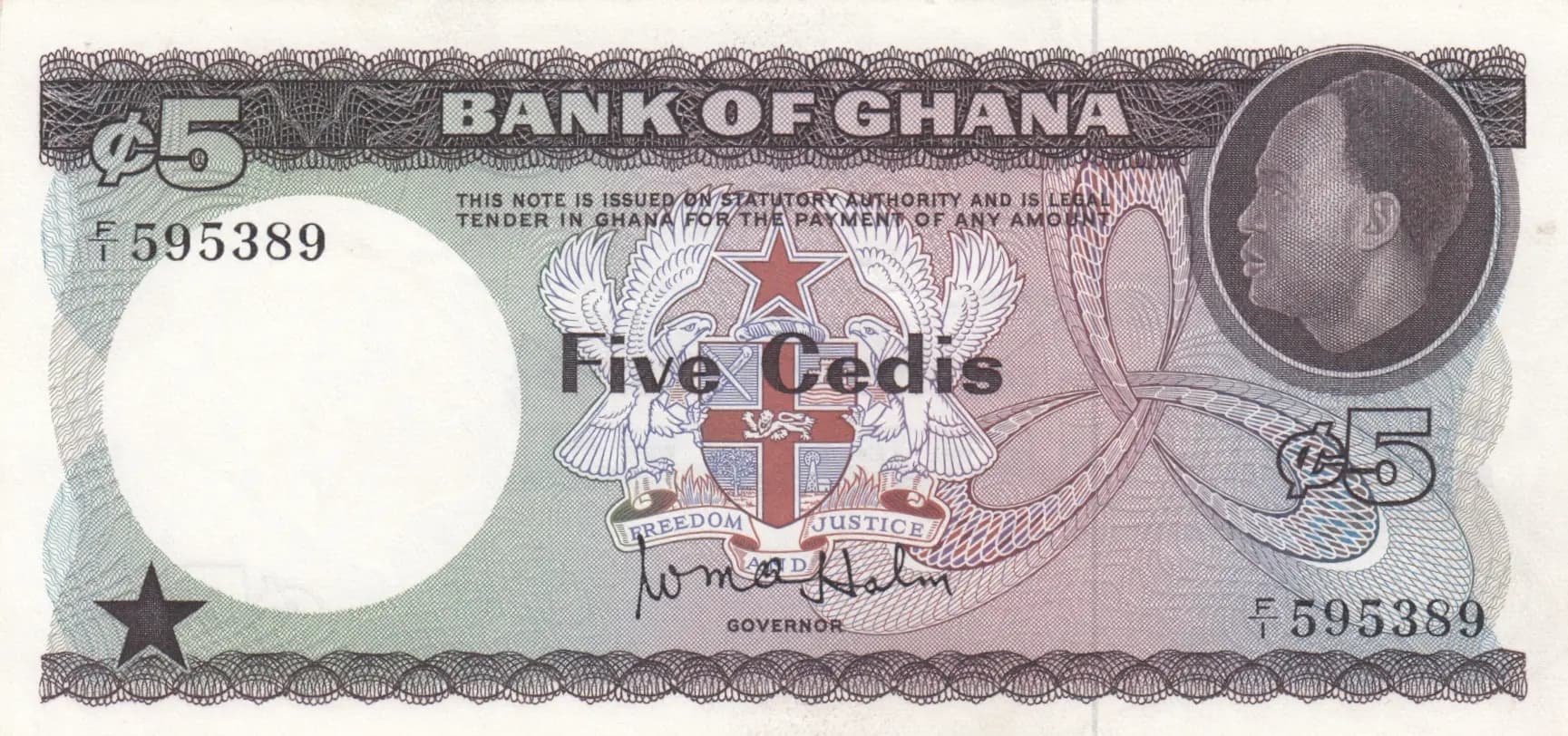 5 cedis 1965 from Ghana, P-6 (1965) — image 1