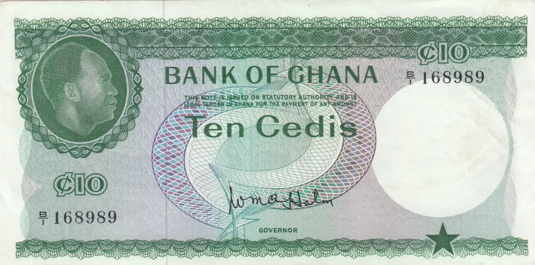 10 cedis 1965 from Ghana, P-7 (1965) — image 1