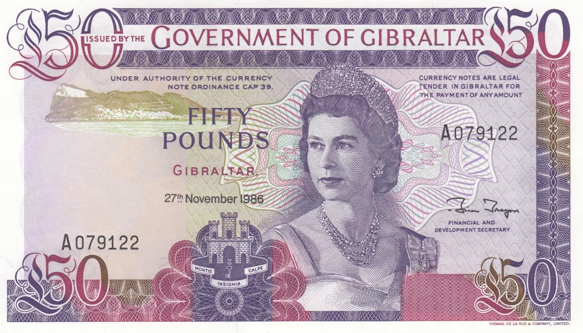 50 pounds 1986 from Gibraltar, P-24 (1986) — image 1
