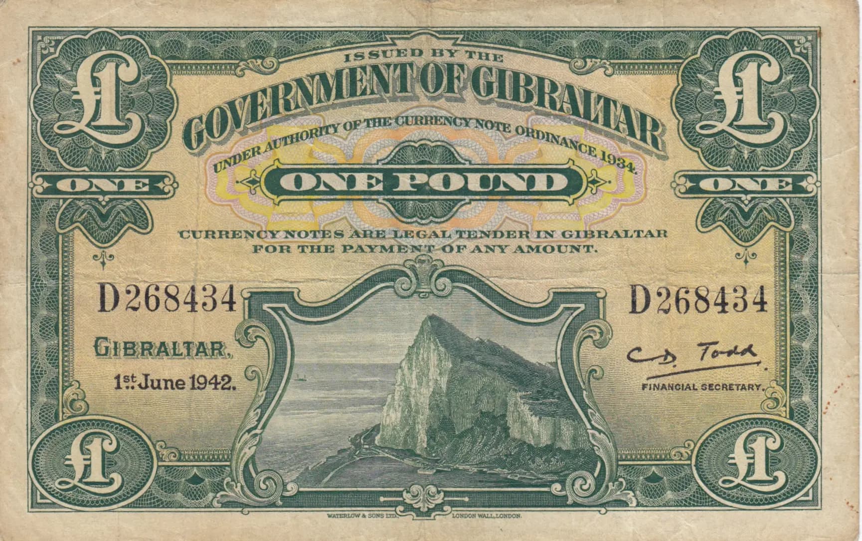 1 pound 1942 from Gibraltar, P-15b