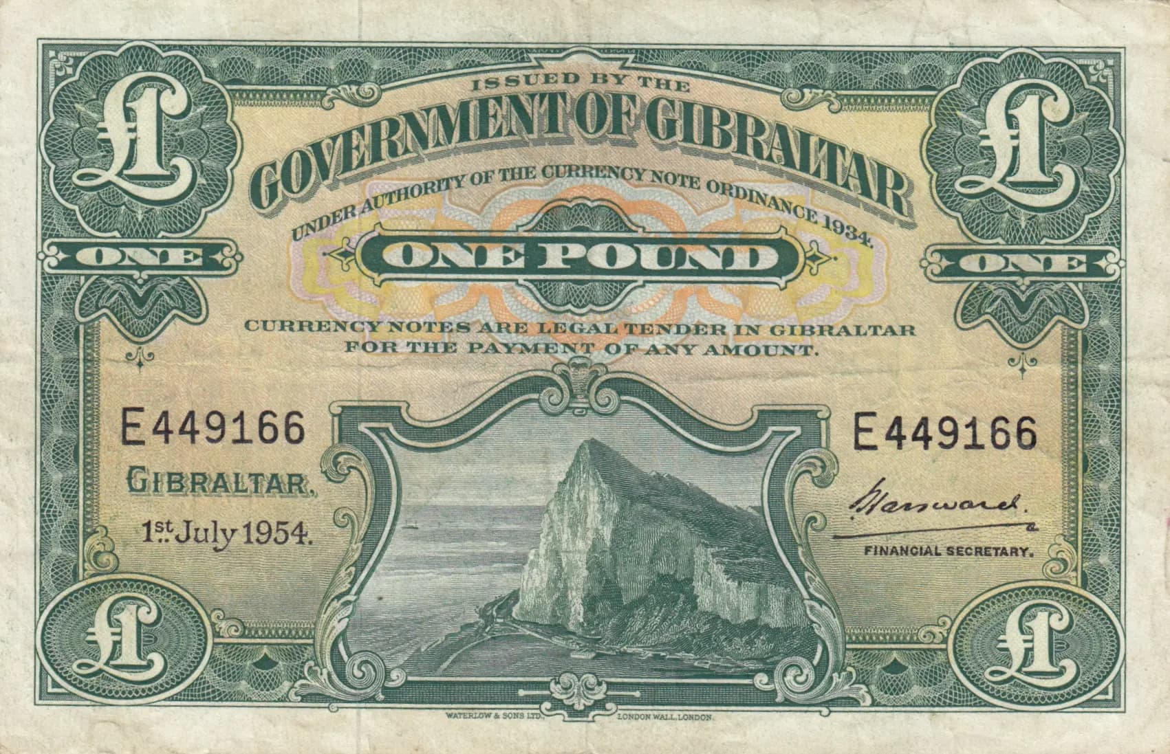 1 pound 1954 from Gibraltar, P-15c
