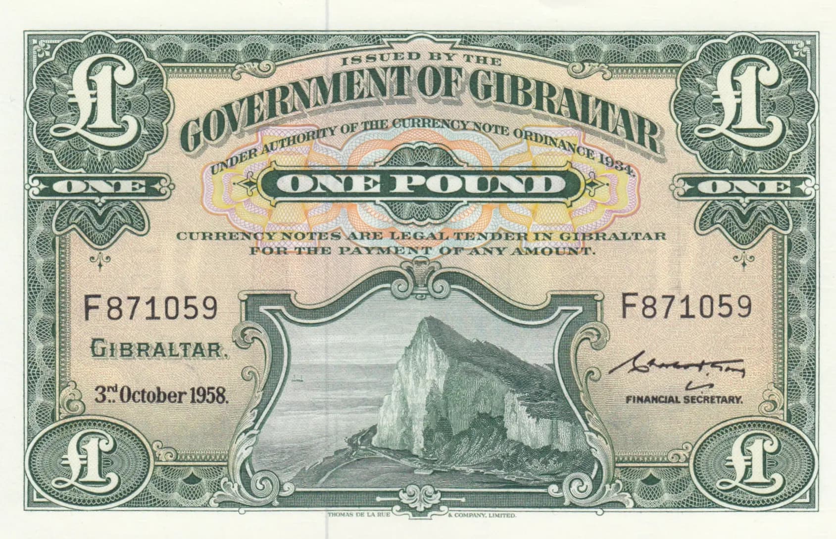 1 pound 1958 from Gibraltar, P-15c