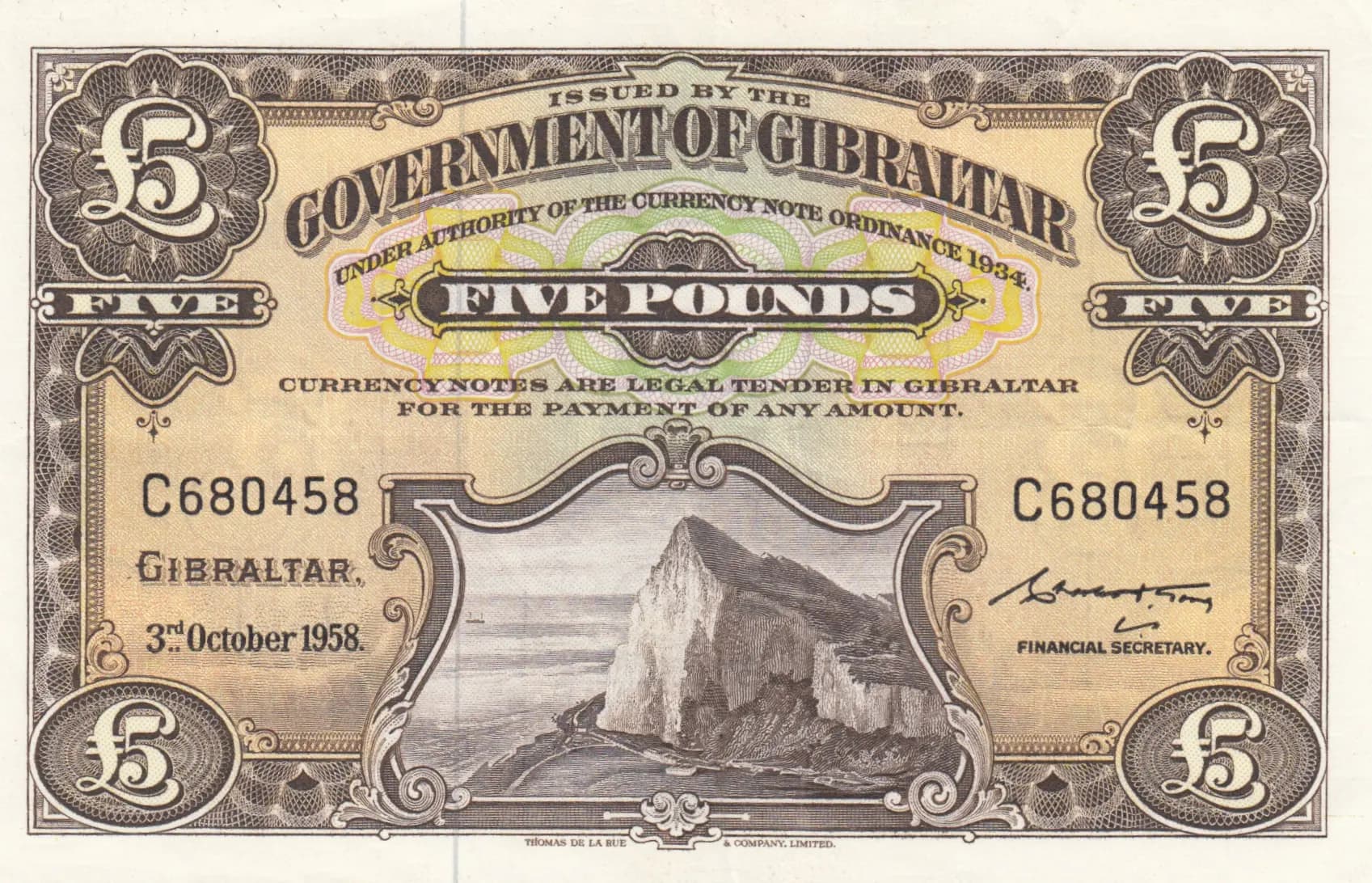 5 pounds 1958 from Gibraltar, P-16c