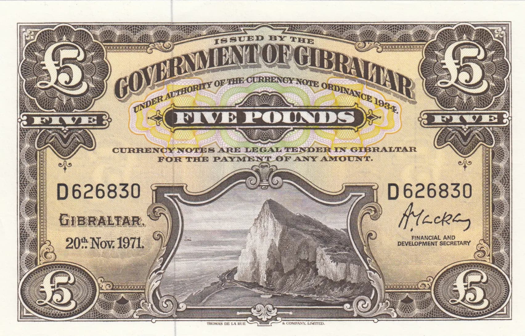 5 pounds 1971 from Gibraltar, P-19b (1971) — image 1