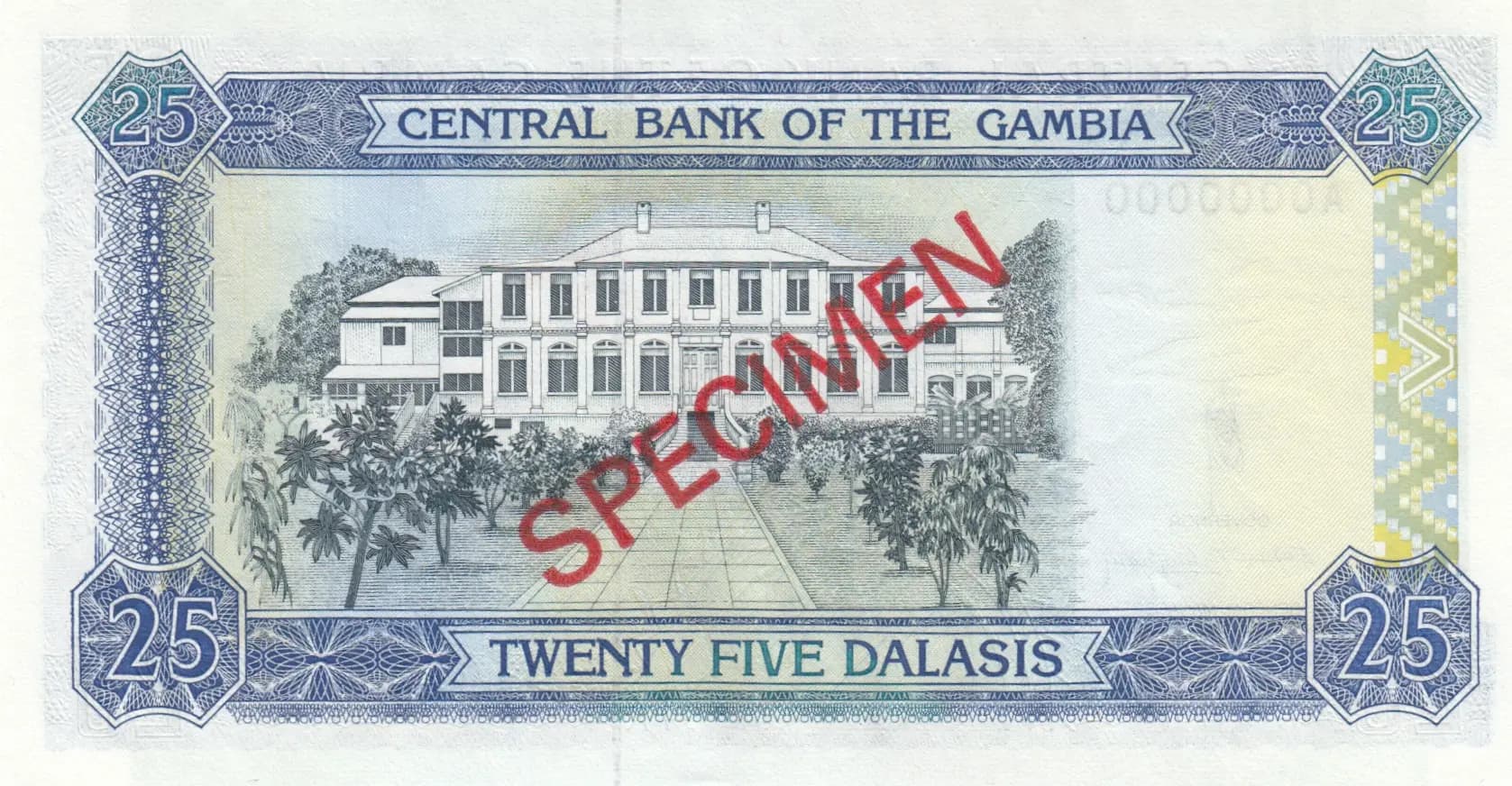 25 dalasi 1991 specimen from Gambia, P-14s (1991) — image 2