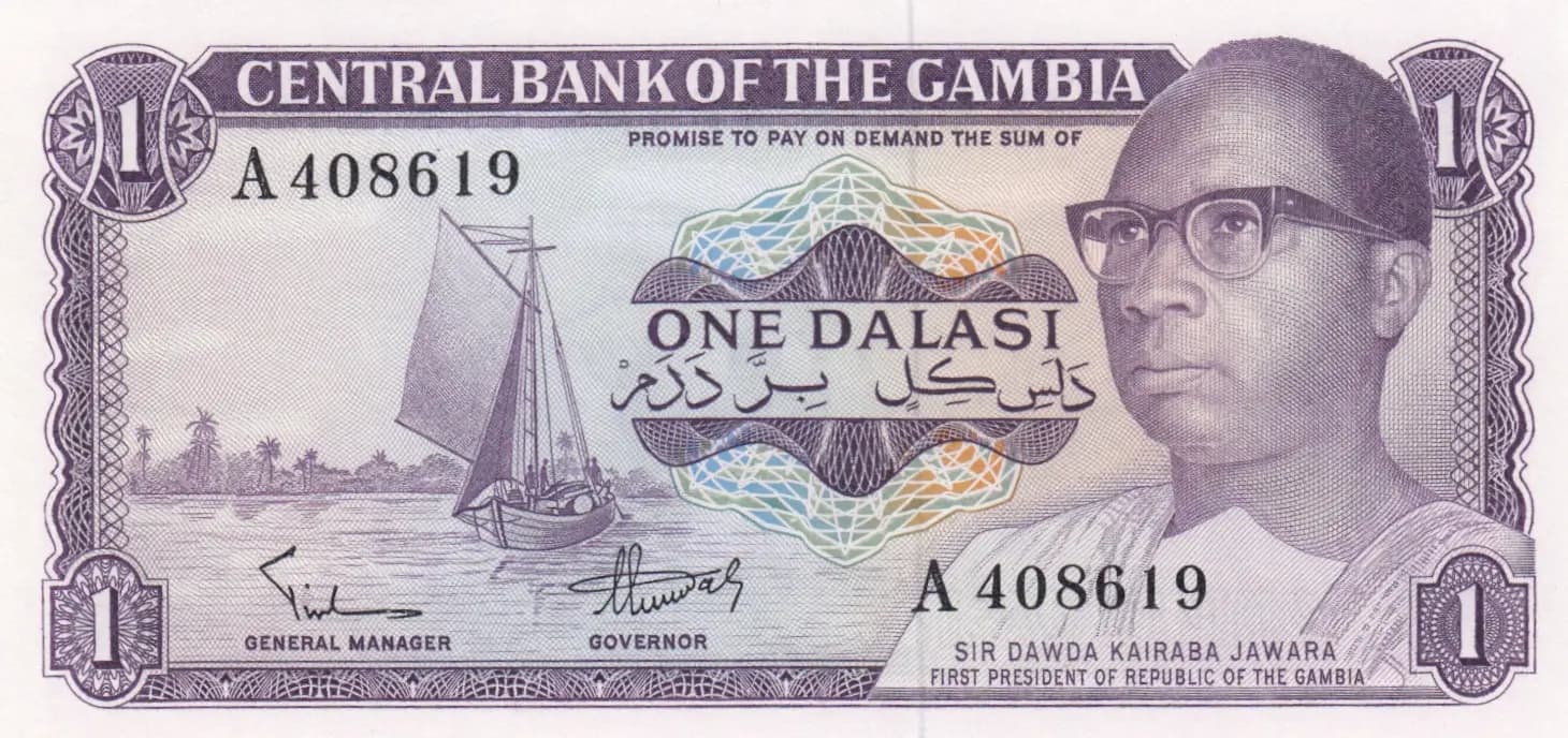 1 dalasi 1972 from Gambia, P-4a