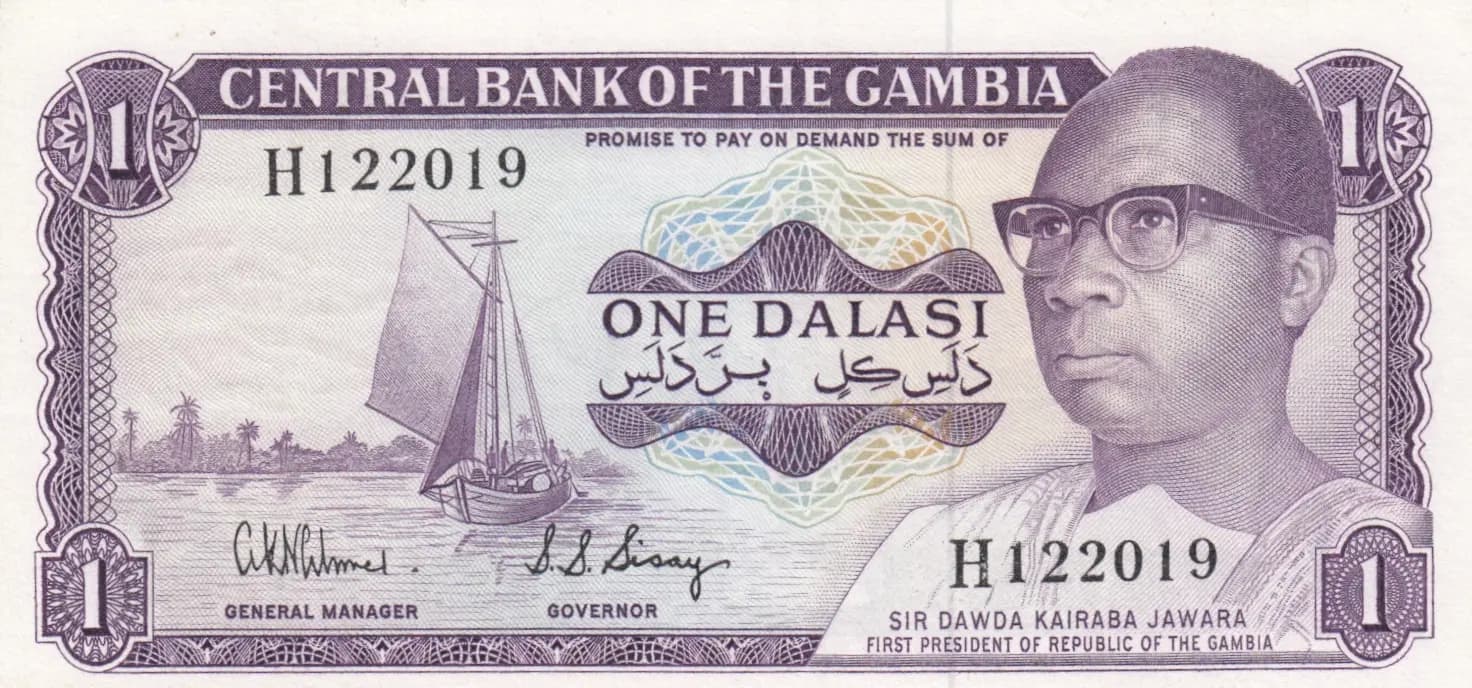 1 dalasi 1972 from Gambia, P-4b