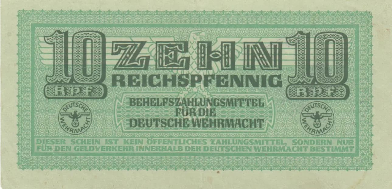 10 reichspfennig 1942 from Greece, P-M21 (1942) — image 1