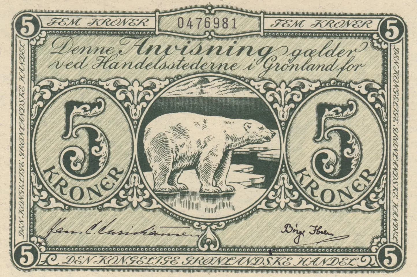 5 kroner 1953 from Greenland, P-18a (1953) — image 1