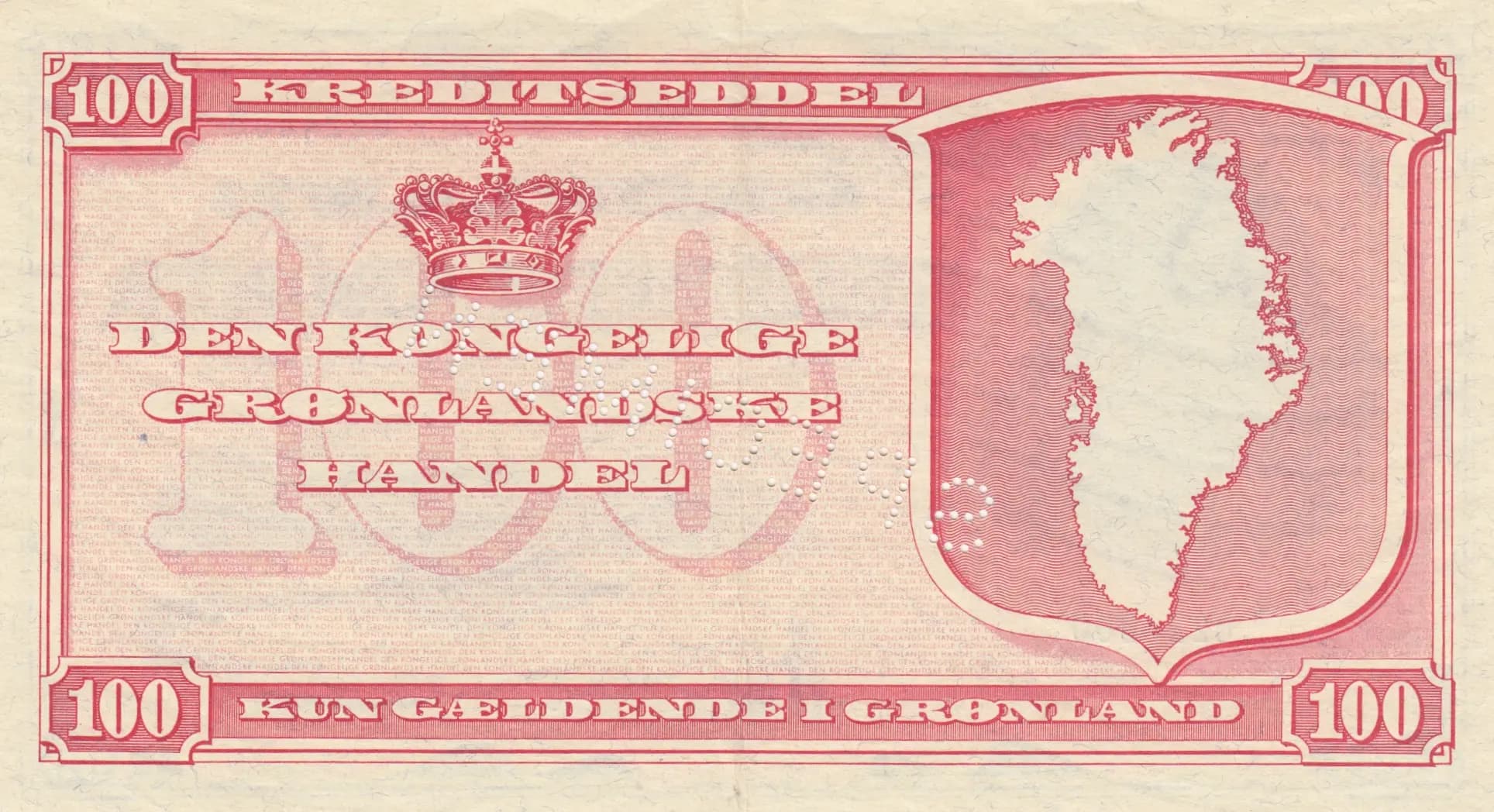 100 kroner 1953 specimen from Greenland, P-21cs (1953) — image 2