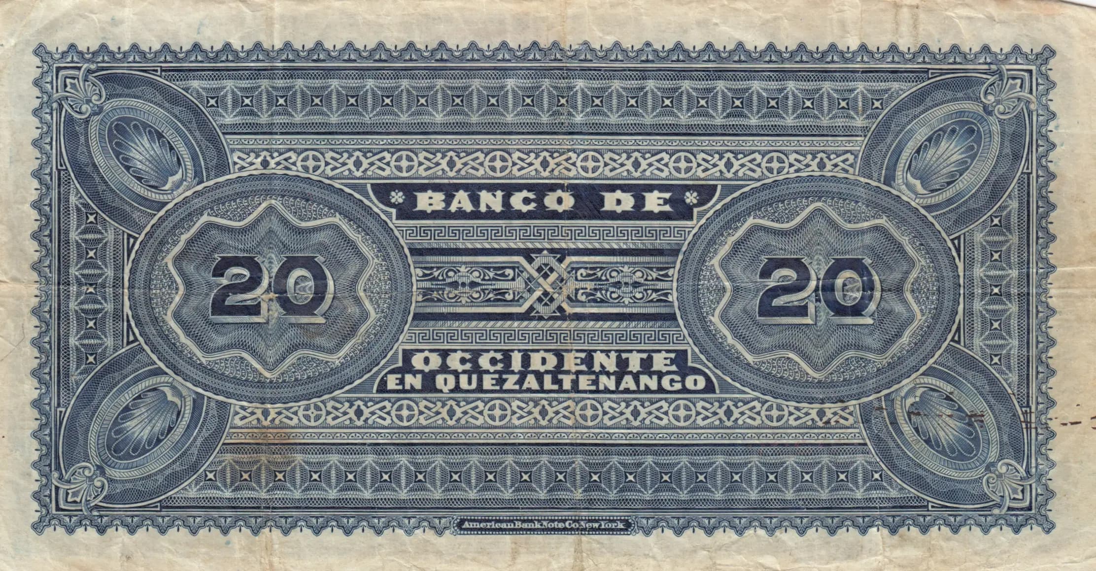 20 pesos 1914 from Guatemala, P-S179 (1914) — image 2
