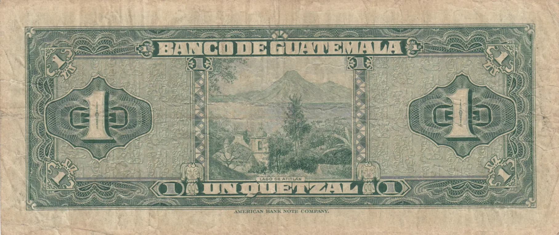 1 quetzal 1952 from Guatemala, P-24a (1952) — image 2