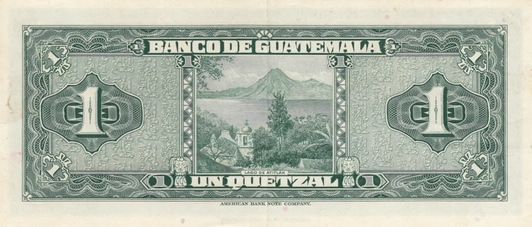 1 quetzal 1955 from Guatemala, P-24b (1955) — image 2