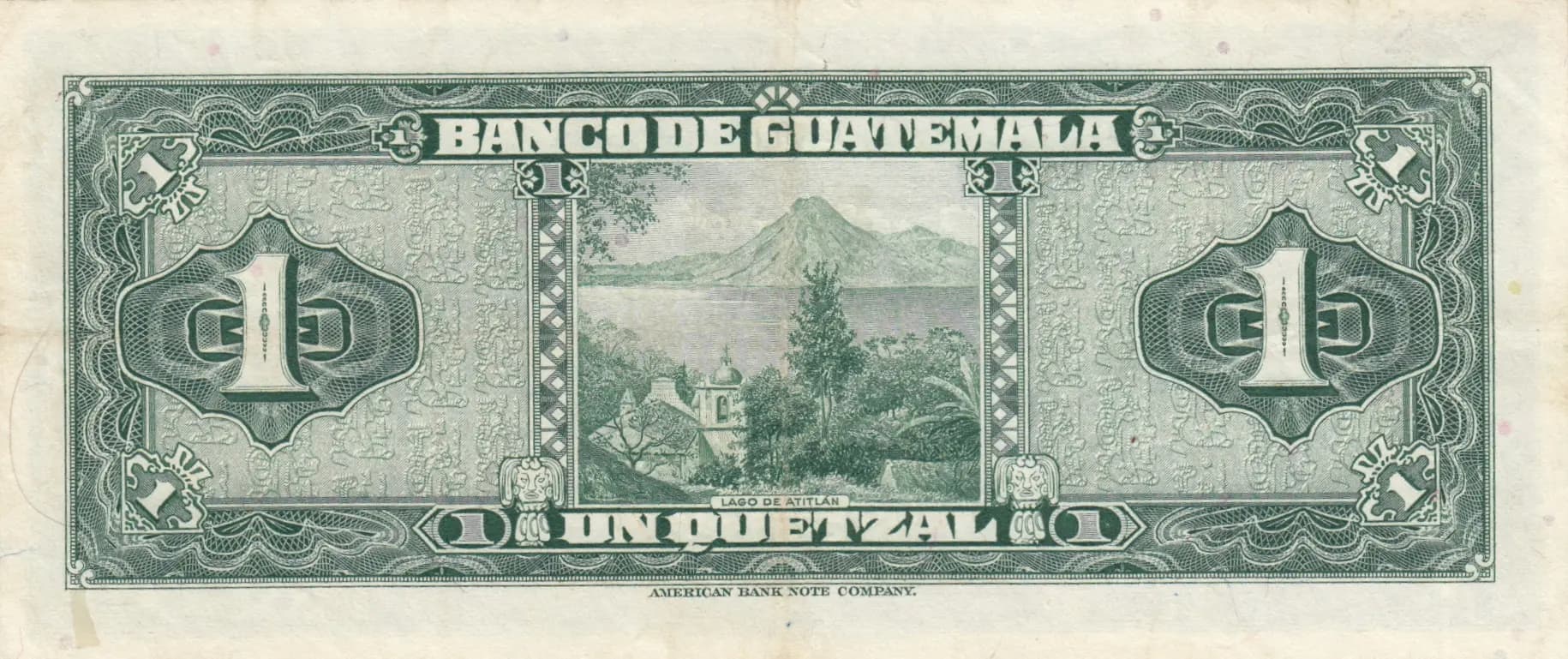 1 quetzal 1958 from Guatemala, P-36b (1958) — image 2