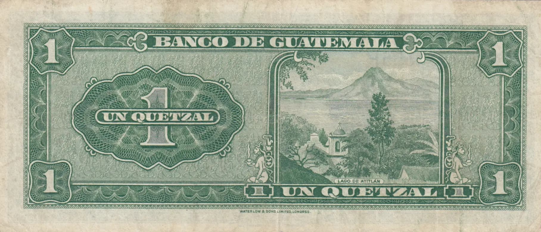 1 quetzal 1963 from Guatemala, P-43e (1963) — image 2