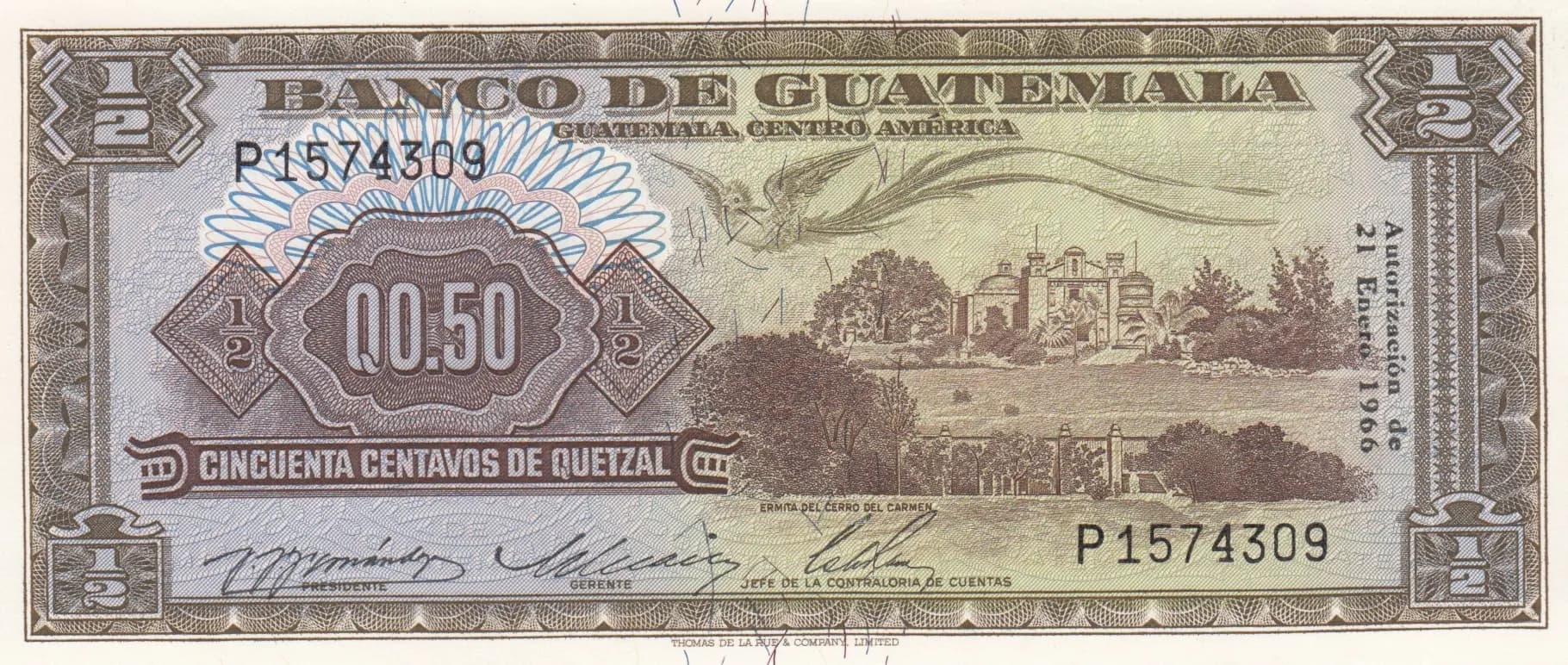 50 centavos 1966 from Guatemala, P-51c