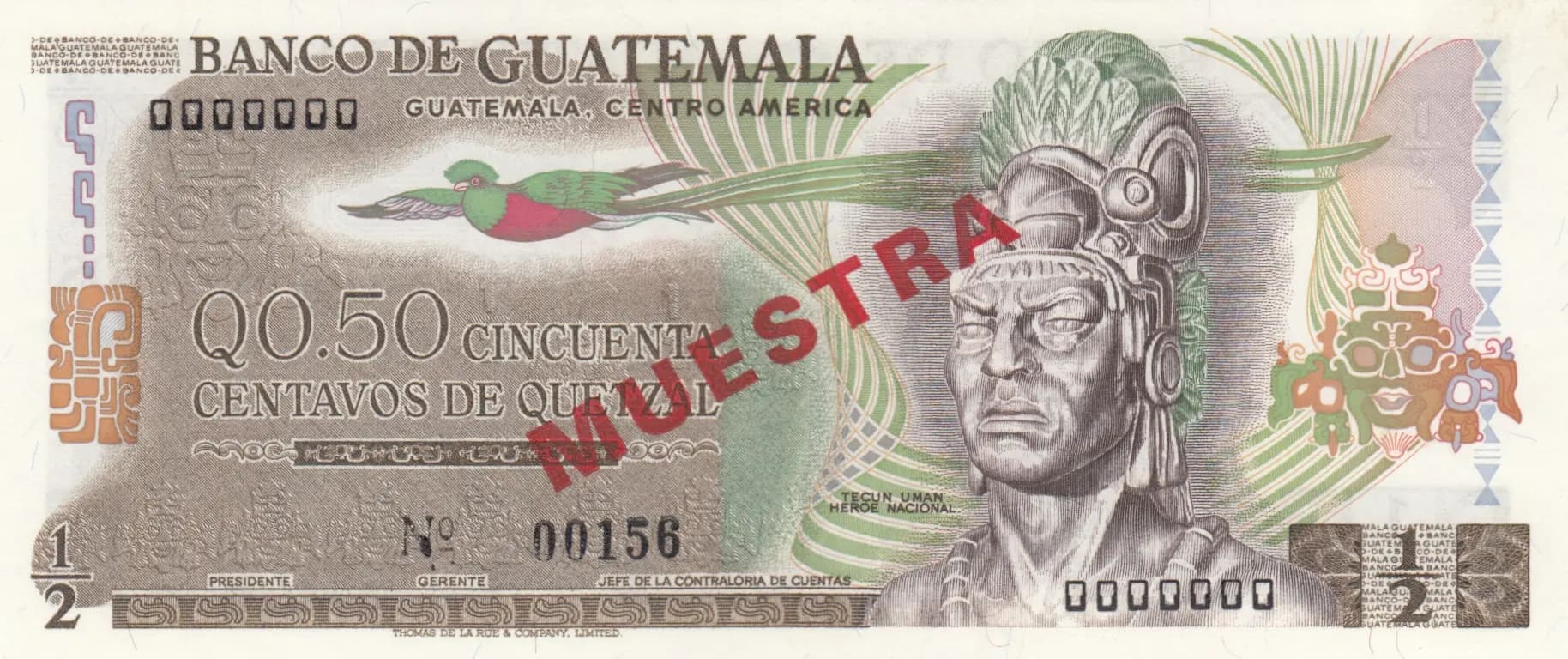 50 centavos 1972 specimen from Guatemala, P-58s (1972) — image 1