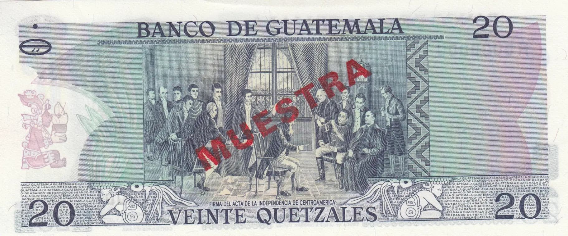 20 quetzales 1972 specimen from Guatemala, P-62s (1972) — image 2