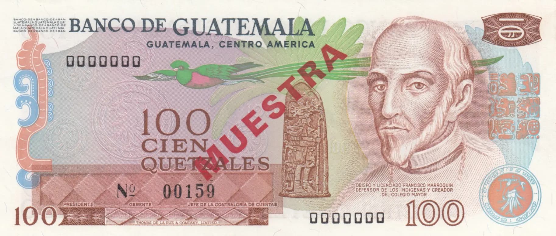 100 quetzales 1972 specimen from Guatemala, P-64s (1972) — image 1