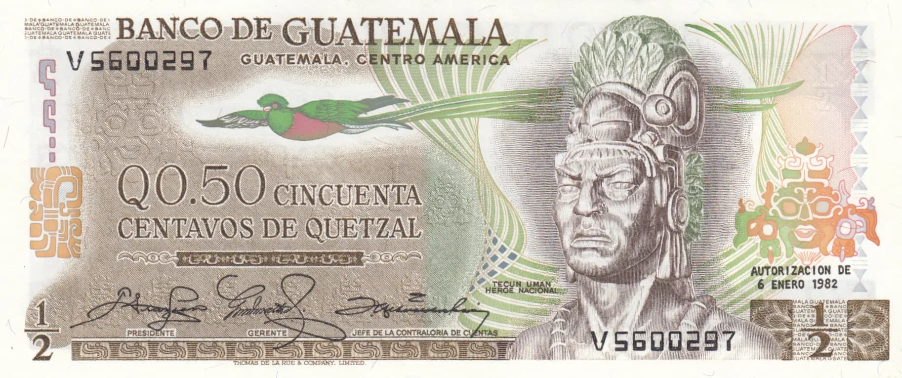 50 centavos 1982 from Guatemala, P-58c