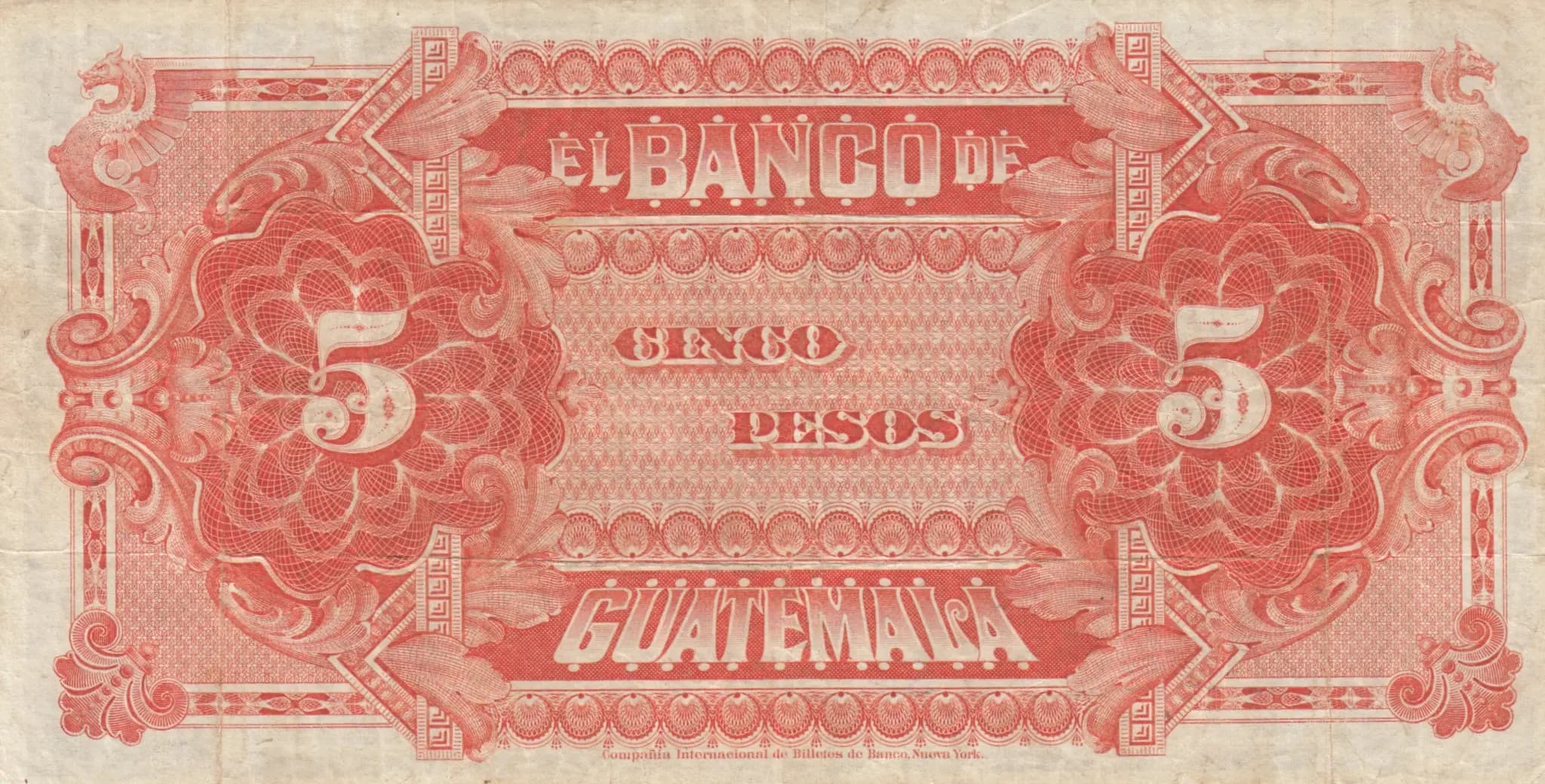 5 pesos 1905 from Guatemala, P-S143b (1905) — image 2