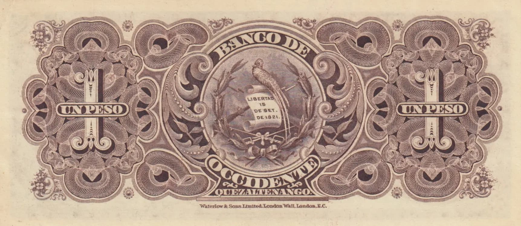 1 peso 1920 from Guatemala, P-S175b (1920) — image 2