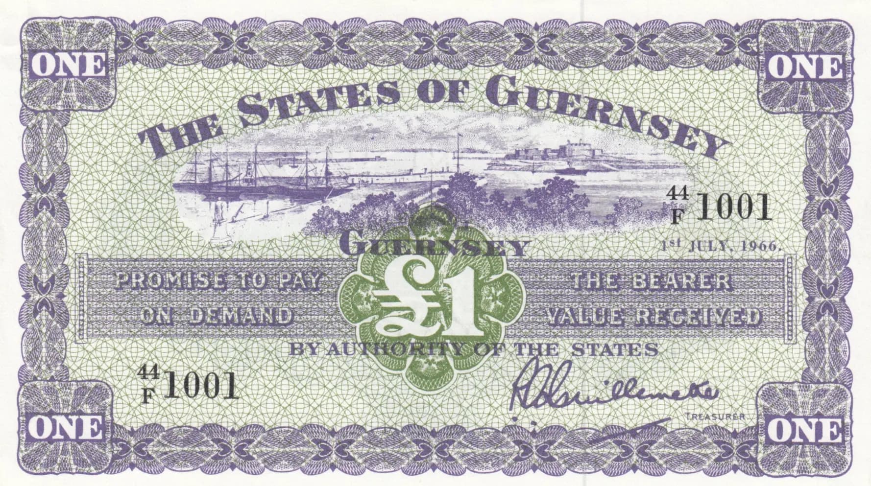 1 pound 1966 from Guernsey, P-43c (1966) — image 1