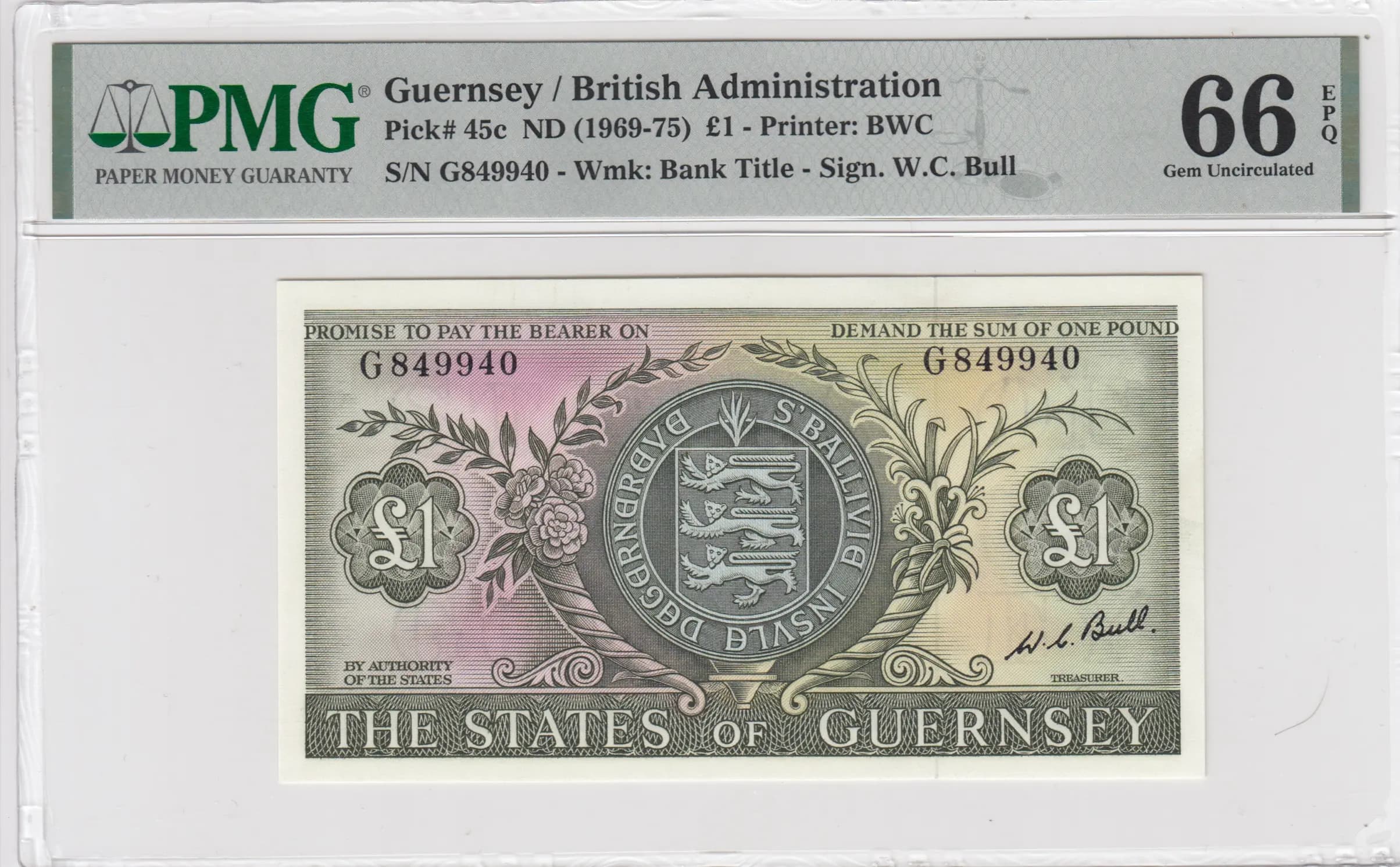 1 pound 1969 from Guernsey, P-45c
