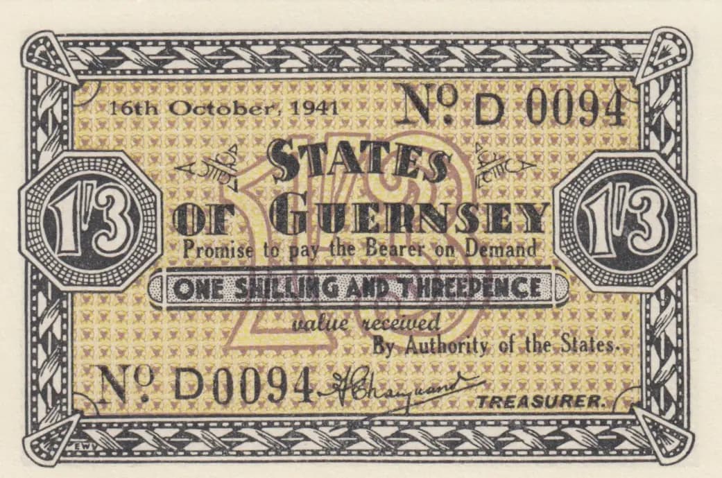1 shilling 3 pence 1941 from Guernsey, P-23