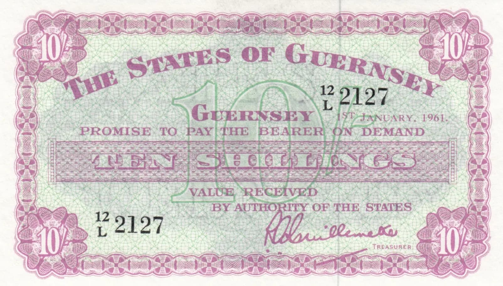 10 shillings 1961 from Guernsey, P-42b