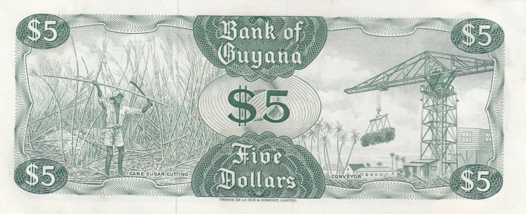 5 dollars 1966 from Guyana, P-22a (1966) — image 2