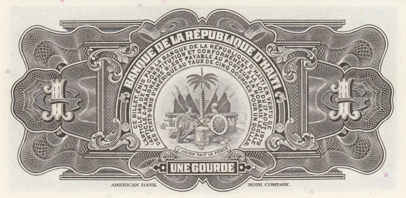 1 gourde 1979 from Haiti, P-230 (1979) — image 2