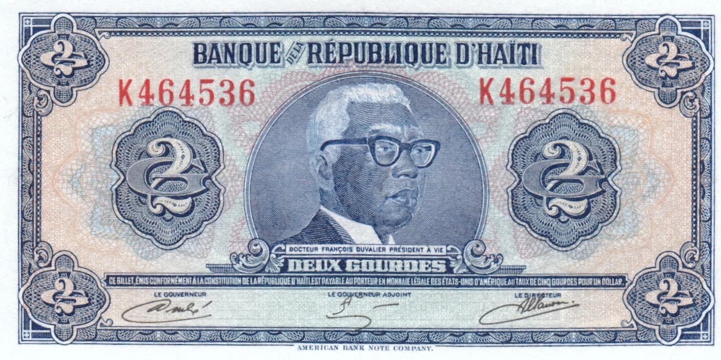 2 gourdes 1980 from Haiti, P-231A (1980) — image 1