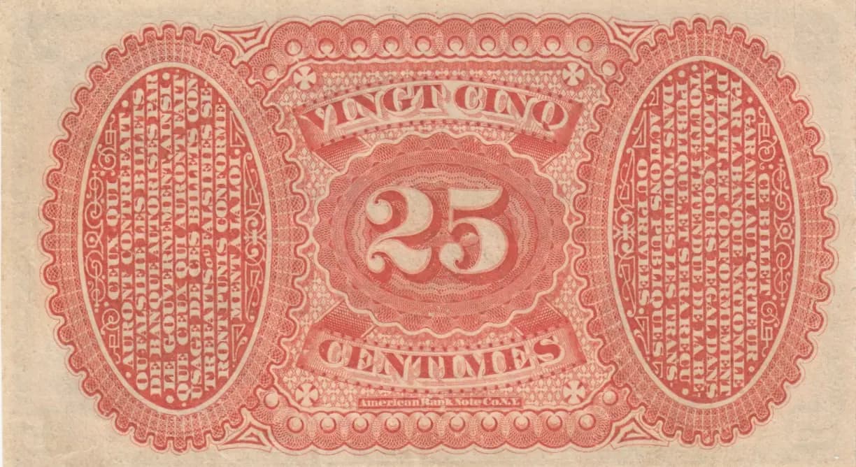25 centimes 1875 from Haiti, P-68 (1875) — image 2