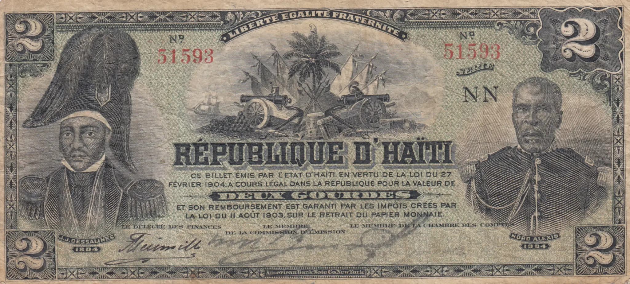 2 gourdes 1904 from Haiti, P-121 (1904) — image 1