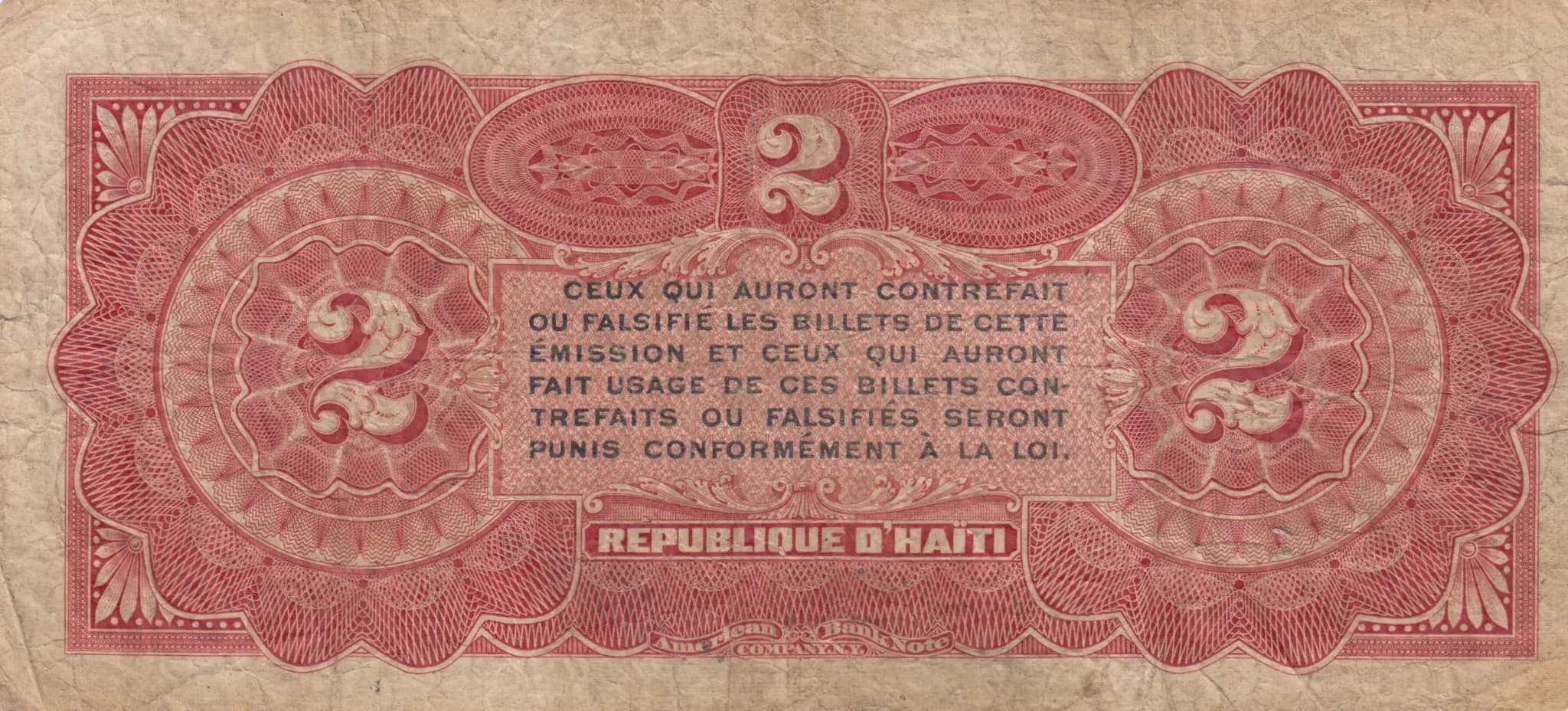 2 gourdes 1904 from Haiti, P-121 (1904) — image 2