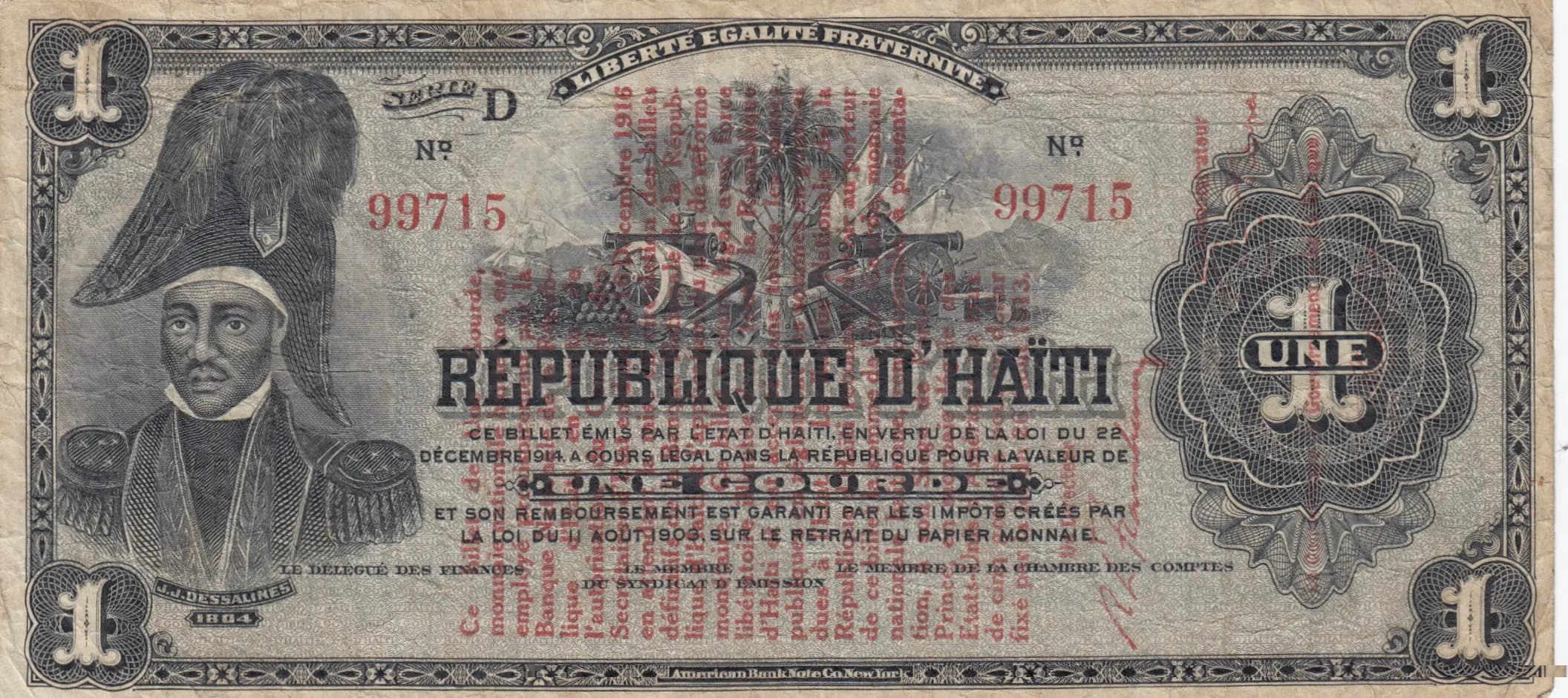 1 gourde 1916 from Haiti, P-137 (1916) — image 1