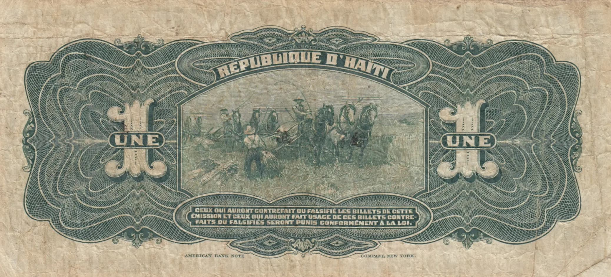 1 gourde 1916 from Haiti, P-137 (1916) — image 2