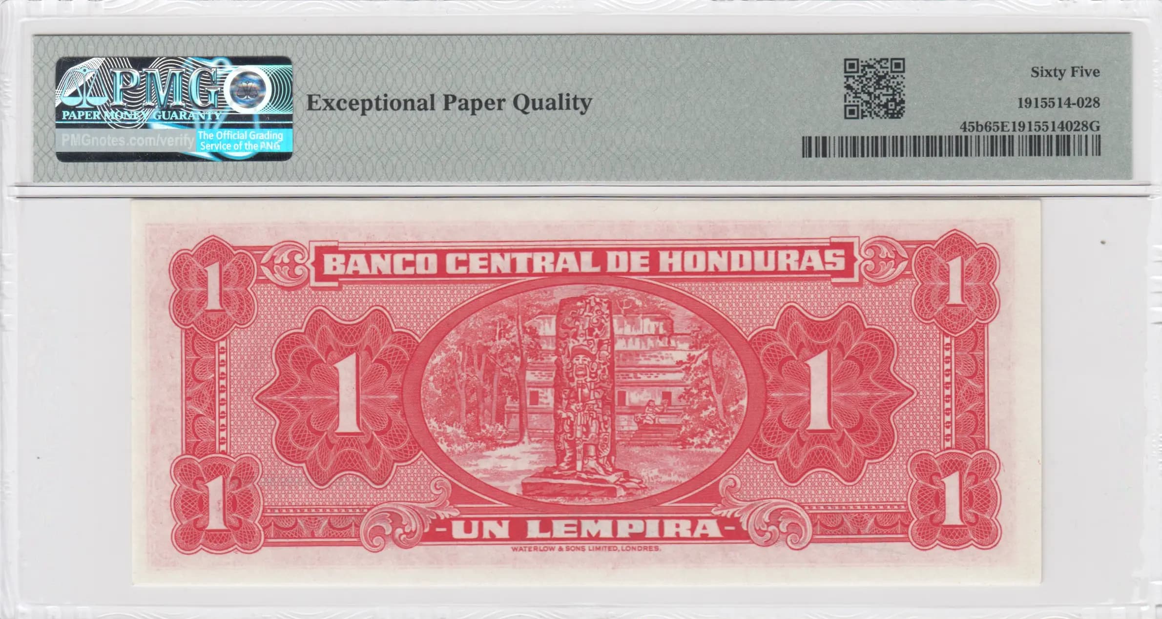 1 lempira 1951 from Honduras, P-45b (1951) — image 2