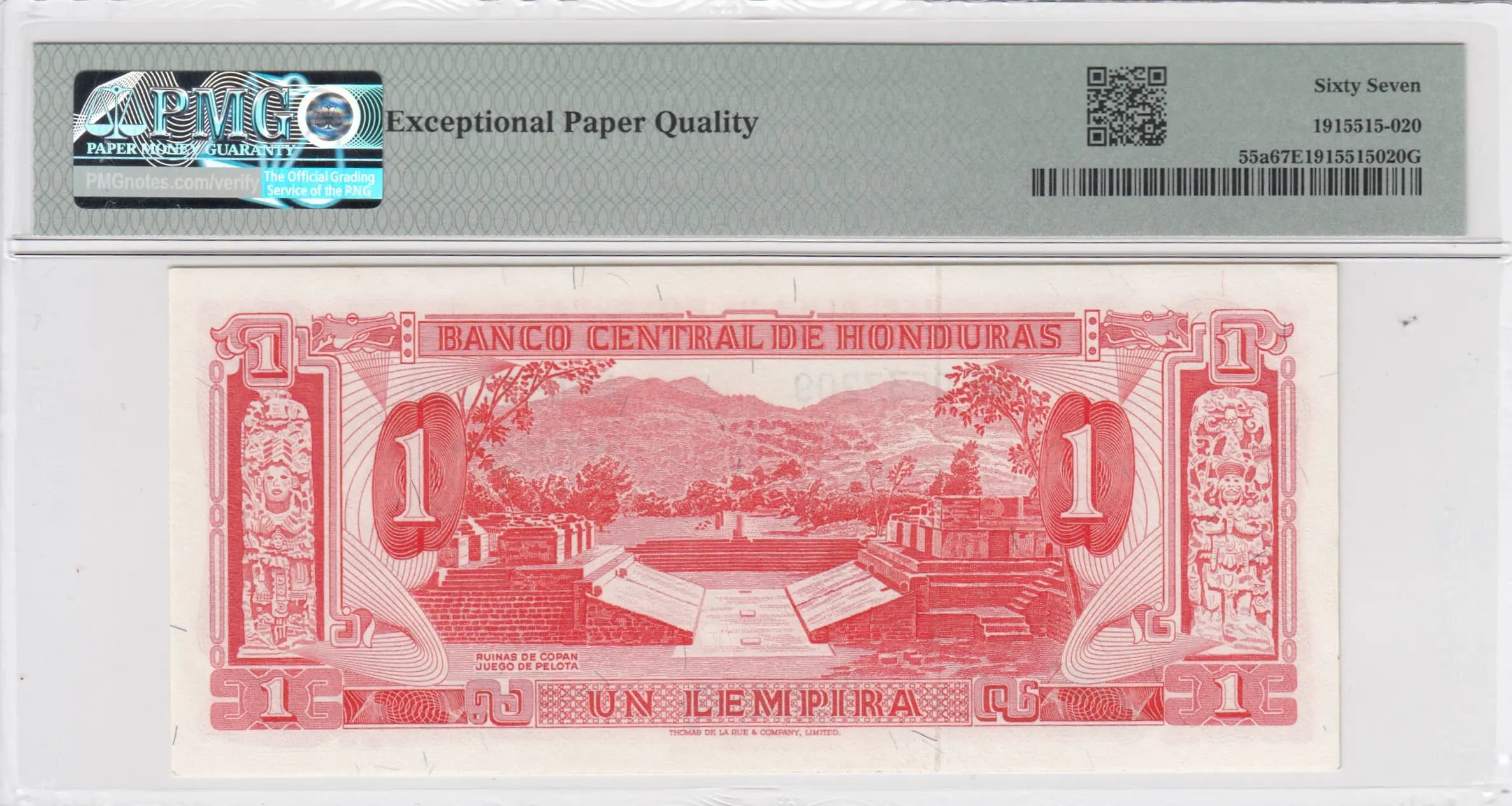 1 lempira 1968 from Honduras, P-55a (1968) — image 2