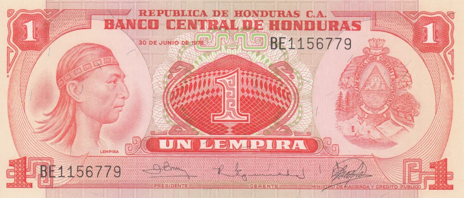 1 lempira 1978 from Honduras, P-62 (1978) — image 1