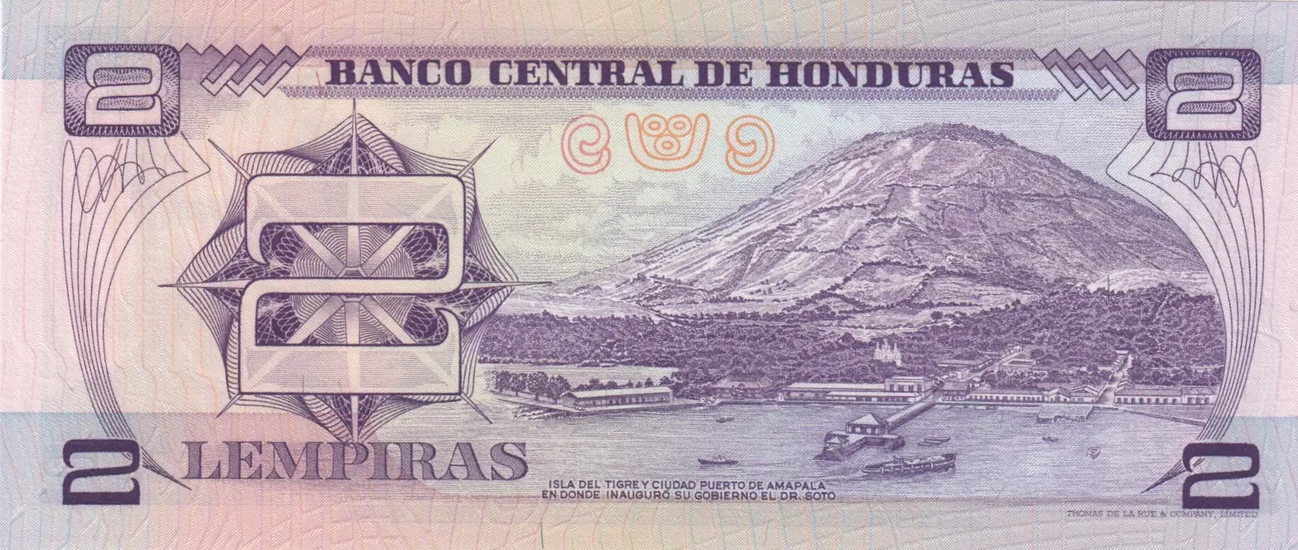 2 lempira 1976 from Honduras, P-61 (1976) — image 2