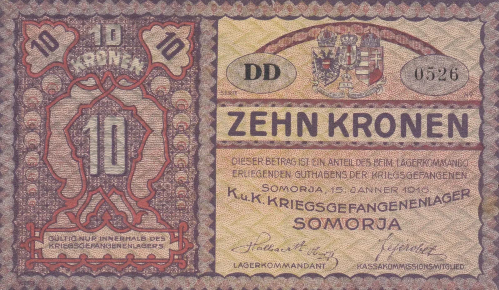 10 kronen 1916 from Hungary, P-unlisted