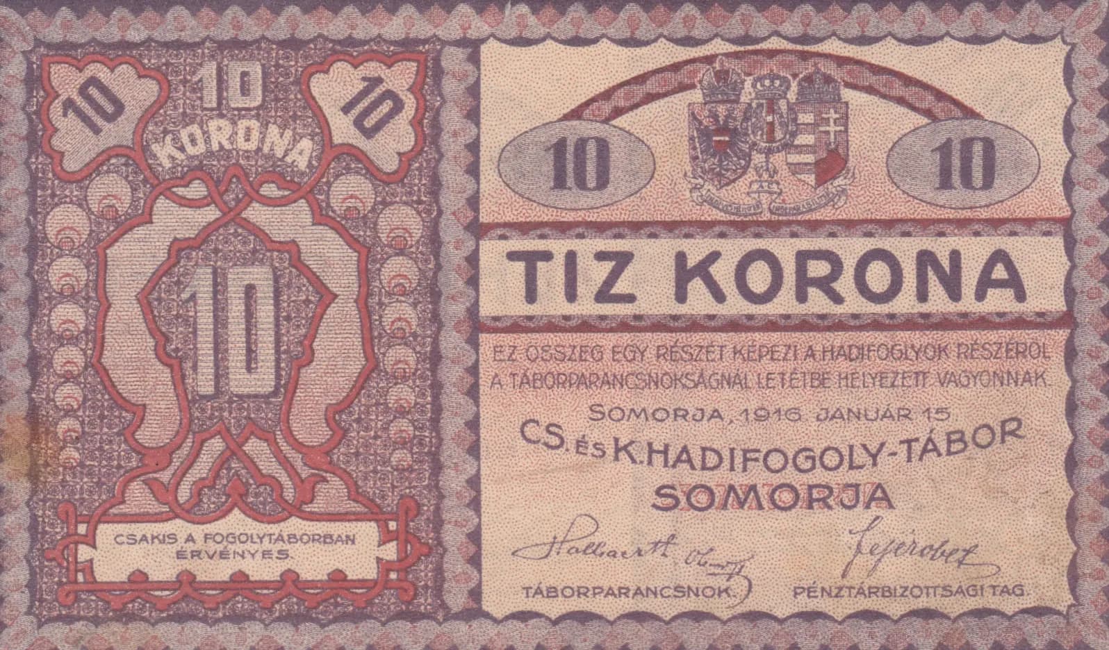 10 kronen 1916 from Hungary, P-unlisted (1916) — image 2