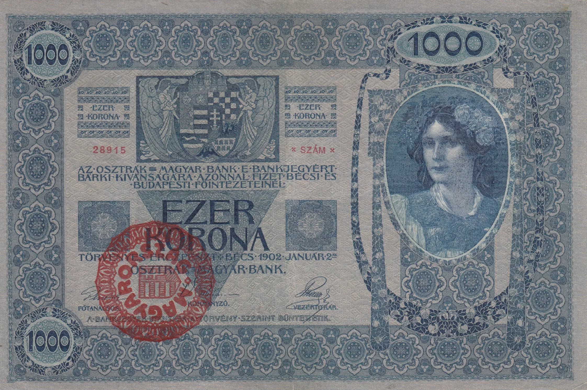 1000 korona 1920 from Hungary, P-31 (1920) — image 1