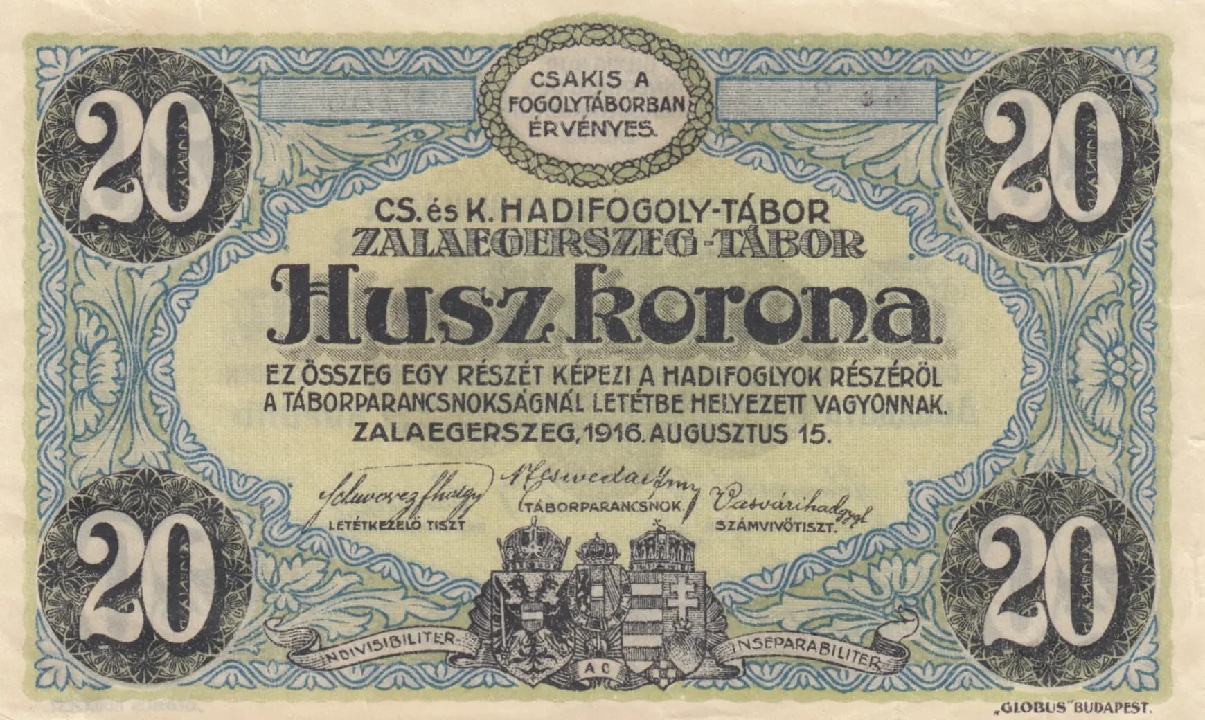 20 kronen 1916 from Hungary, P-unlisted