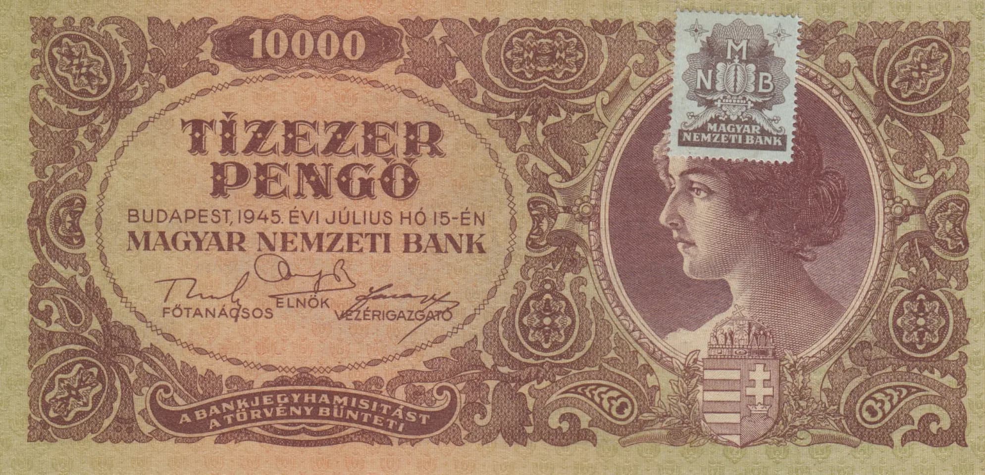 10 000 pengö 1945 from Hungary, P-119b (1945) — image 1