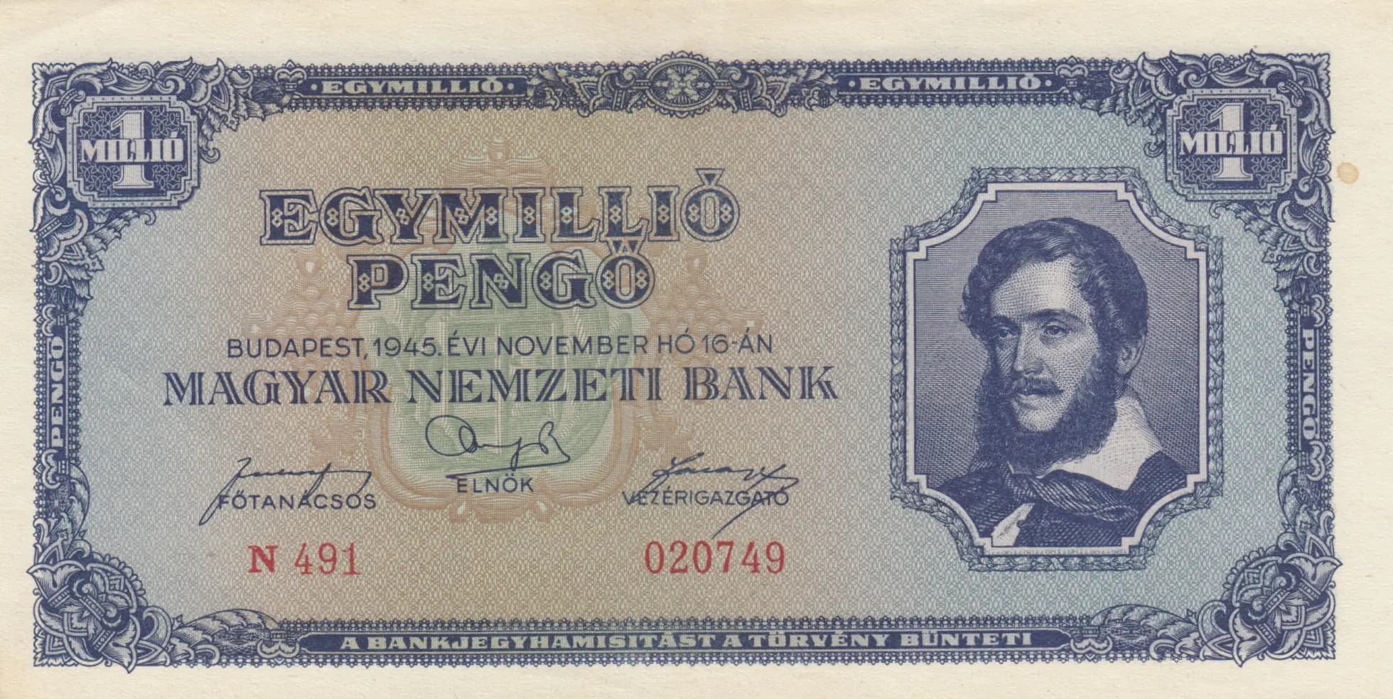 1 000 000 pengö 1945 from Hungary, P-122 (1945) — image 1