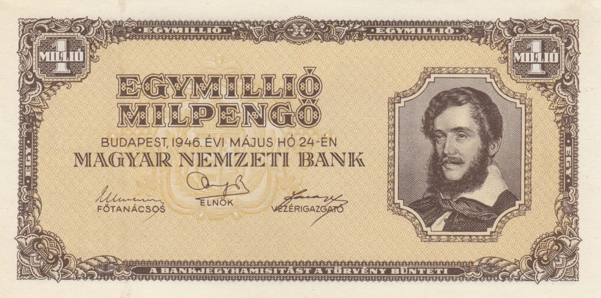 1 000 000 milpengö 1946 from Hungary, P-128 (1946) — image 1
