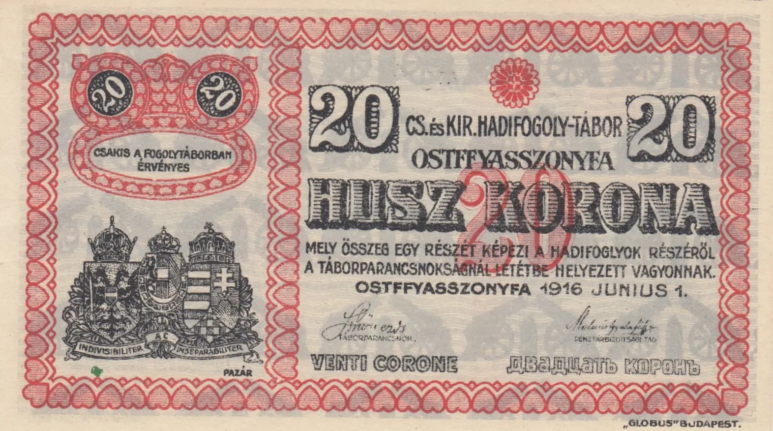 20 korona 1916 from Hungary, P-unlisted (1916) — image 2